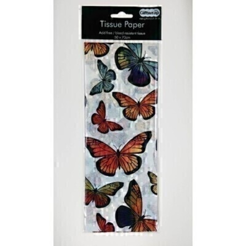 Colourful monarch butterfly design tissue paper by Swiss designer Stewo.  3 sheets of coloured quality tissue wrapping paper. Acid free and bleed resistant tissue. Approx size: 50cm x 70cm 